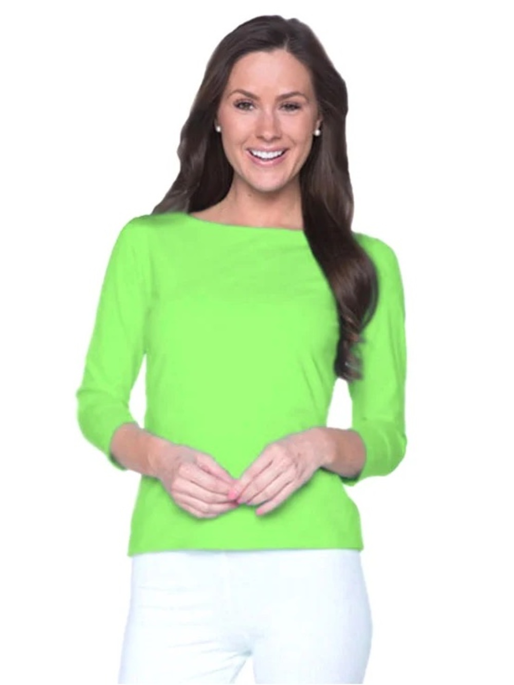 United Colors Of Benetton Neon Green Boatneck 3/4 Sleeve Top